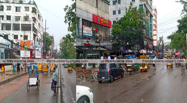 মুষলধারে বৃষ্টির পরও প্রধান সড়কে নেই পানি