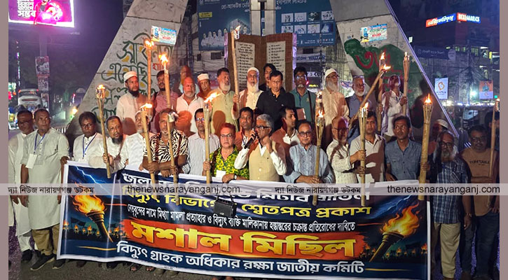 প্রিপেইড মিটার বন্ধ দাবিতে শহরে মশাল মিছিল