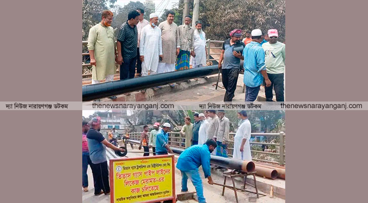 বন্দরে গ্যাসের পাইপলাইনের সংস্কার কাজ শুরু