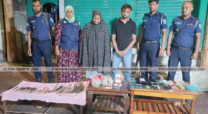 নবীগঞ্জে যৌথবাহিনীর অভিযানে বিপুল ধারালো অস্ত্রসহ আটক ২ 