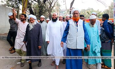 বটগাছ প্রতীকের নান্নু মুন্সীকে নিয়ে ভোট চাইলেন মধুপুর পীর