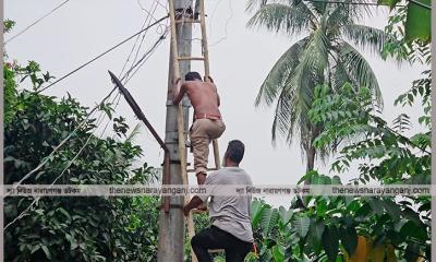 খুঁটিতে বিদ্যুৎস্পৃষ্ট, ডিপিডিসির কর্মচারীর সাহসিকতায় রক্ষা