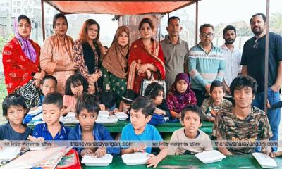 পথ শিশুদের মাঝে খাবার বিতরণ বুবলী যুব কল্যাণ সংস্থার