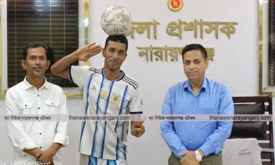 অসুস্থ গিনেস রেকর্ডধারী “ফুটবল ম্যান” মাসুদ রানার পাশে ডিসি