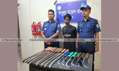 দেওভোগে ১৬ দেশীয় ধারালো অস্ত্রসহ  ছিনতাইকারী রাশেদ গ্রেফতার