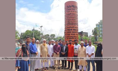 জুলাই স্তম্ভে অগ্নিকাণ্ডে একজন গ্রেপ্তার, প্রশাসনের পরিদর্শন
