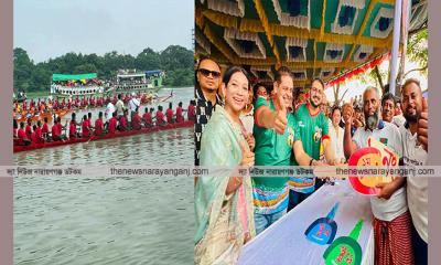দেড় দশক পর কাঞ্চনে শীতলক্ষ্যার বুকে ফিরল নৌকাবাইচ, জনতার ঢল