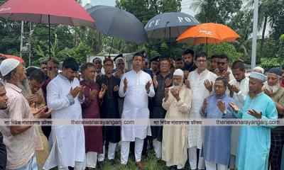 নারায়ণগঞ্জে জুলাই শহীদ স্মৃতিস্তম্ভ’ নির্মাণ কাজের উদ্বোধন