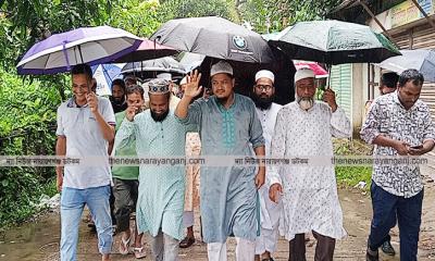 বক্তাবলীর প্রসন্ন নগরে বৃষ্টি উপেক্ষা করে আবদুল জব্বারের গণসংযোগ